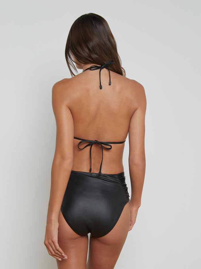 L'agence Bas De Maillot De Bain Taille Haute Vanessa Black Leather