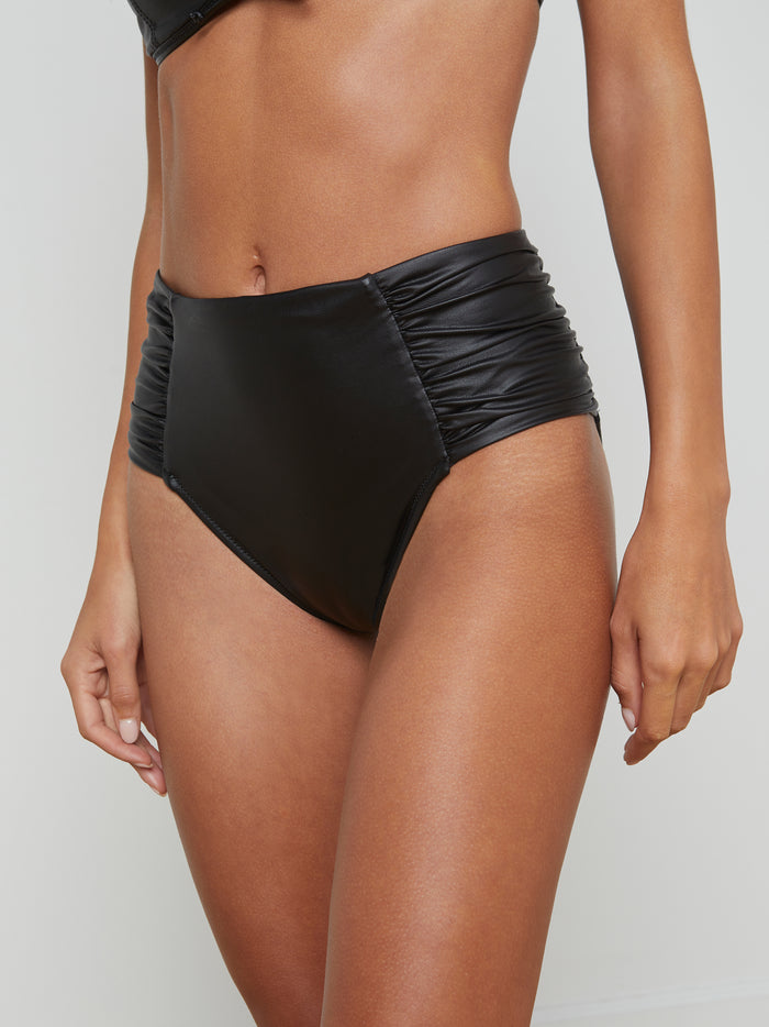 l'agence Bas de maillot de bain taille haute Vanessa Black Leather