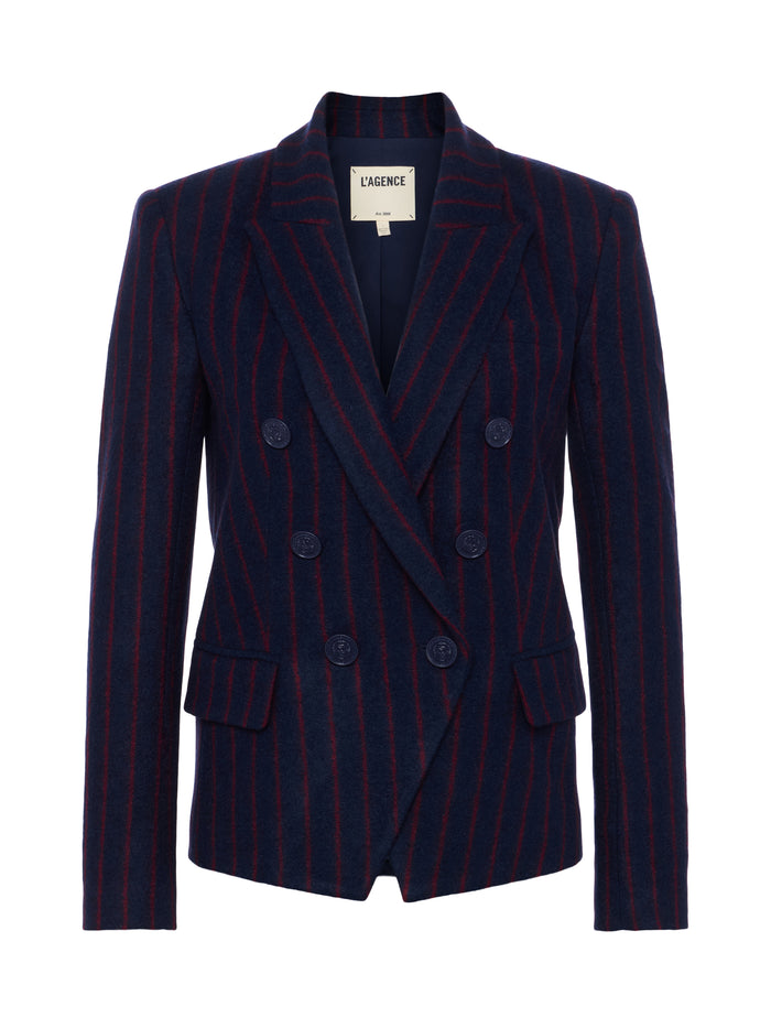 L'agence Blazer à Fines Rayures Kenzie Midnight/Red Pinstripe