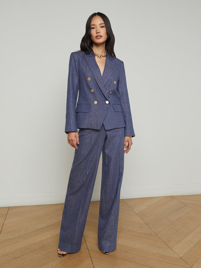 L'agence Blazer à Fines Rayures Kenzie Wild Wind/Gold Pinstripe