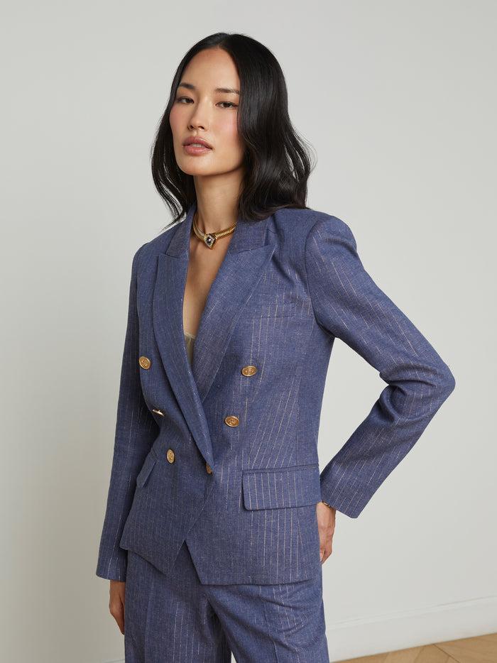 L'agence Blazer à Fines Rayures Kenzie Wild Wind/Gold Pinstripe