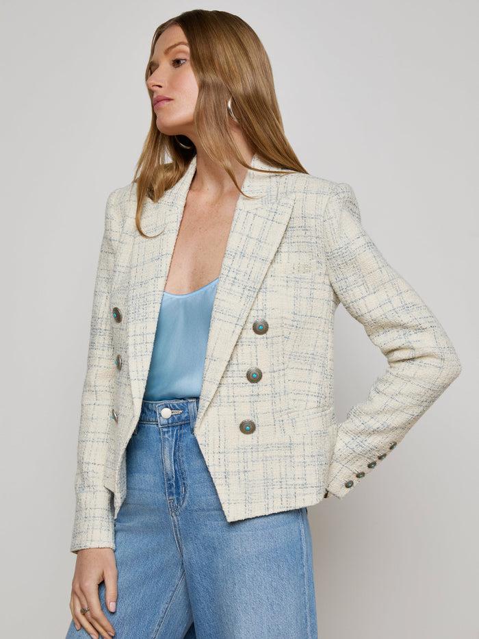 L'agence Blazer Brooke à Porter Ouvert Vintage White/Blue Check