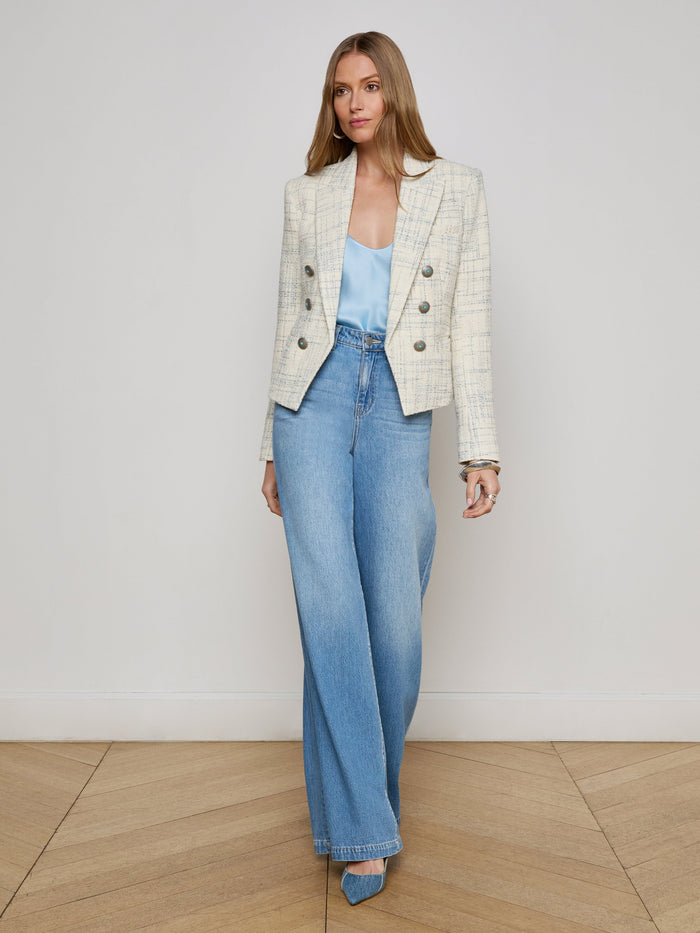 L'agence Blazer Brooke à Porter Ouvert Vintage White/Blue Check