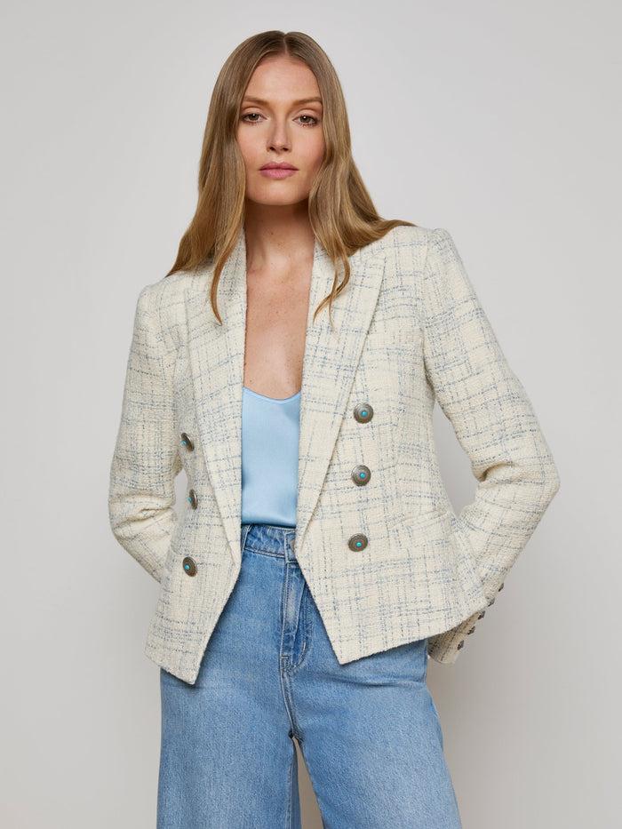 l'agence Blazer Brooke à porter ouvert Vintage White/Blue Check