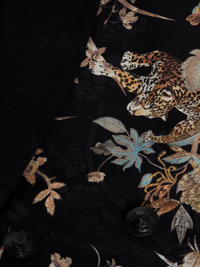 l'agence Blazer cache-cœur en satin Jordana Black Multi Tapestry Jungle Print