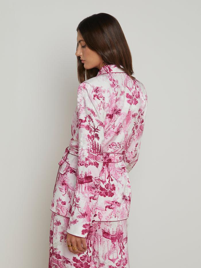 L'agence Blazer Cache-cœur En Satin Jordana White/Pink Porcelain Toile