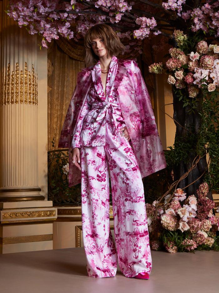 L'agence Blazer Cache-cœur En Satin Jordana White/Pink Porcelain Toile