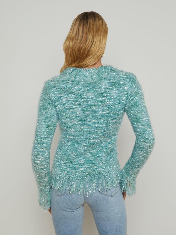 L'agence Blazer Cardigan à Franges Azure Jade Multi