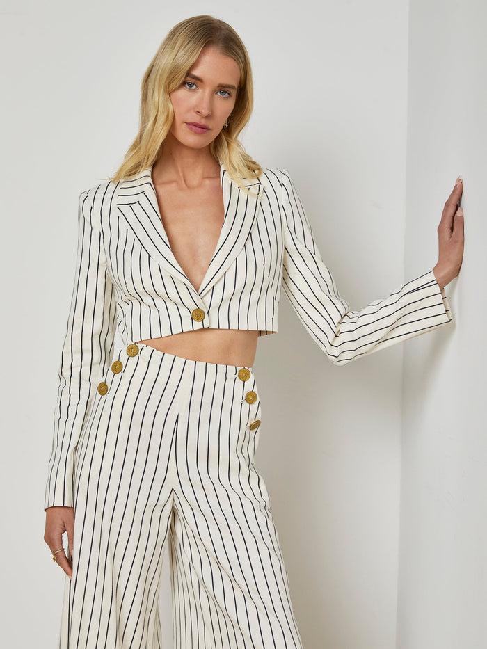 L'agence Blazer Court Izzie Vintage White/Black Pinstripe