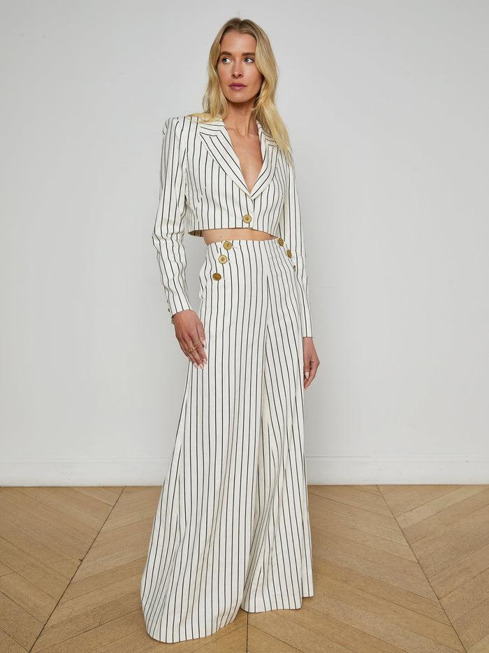 L'agence Blazer Court Izzie Vintage White/Black Pinstripe