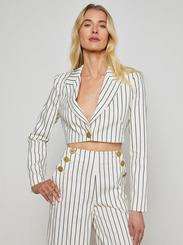 L'agence Blazer Court Izzie Vintage White/Black Pinstripe
