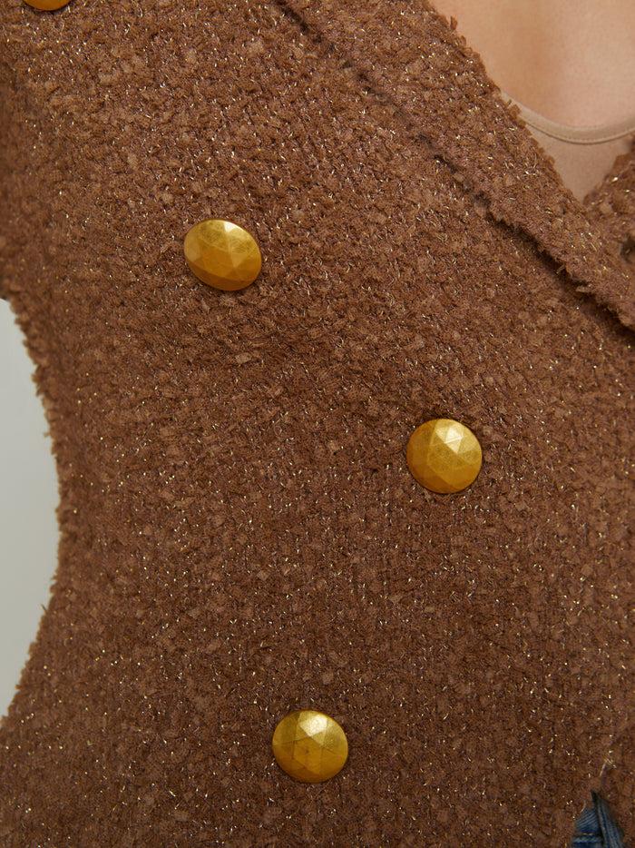 L'agence Blazer En Maille Bethany Dark Cappuccino/Gold