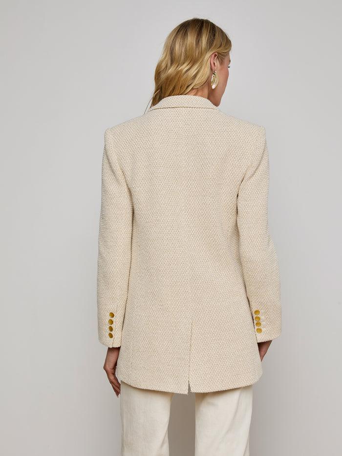 L'agence Blazer En Tricot Oversize Riva White/Ivory/Gold