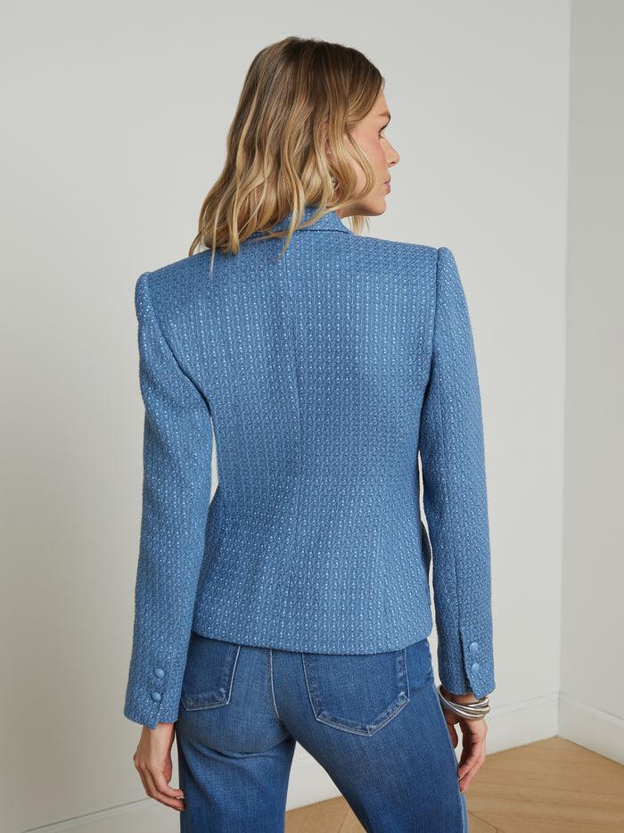 L'agence Blazer En Tweed Jennah Harbor Blue/Good Luck Chain