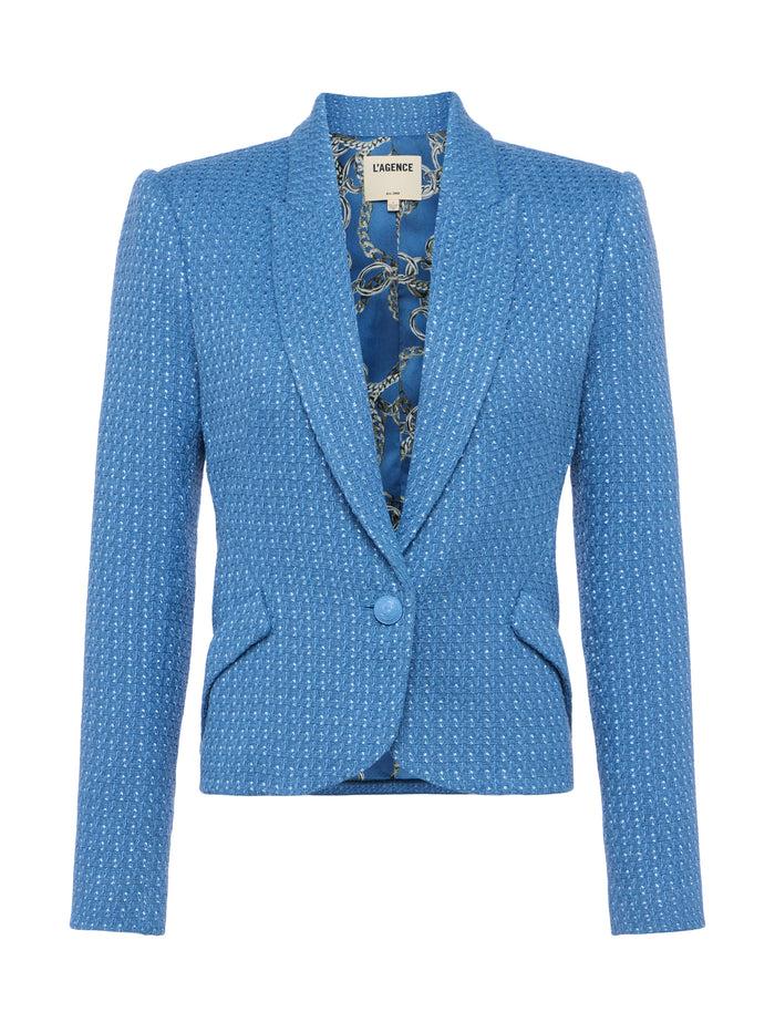 L'agence Blazer En Tweed Jennah Harbor Blue/Good Luck Chain