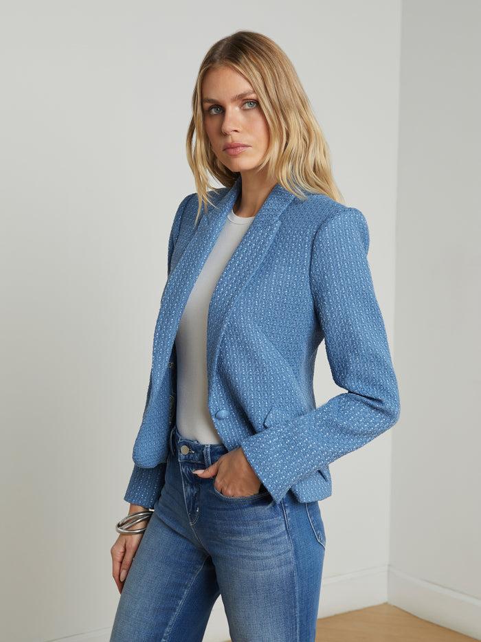l'agence Blazer en tweed Jennah Harbor Blue/Good Luck Chain