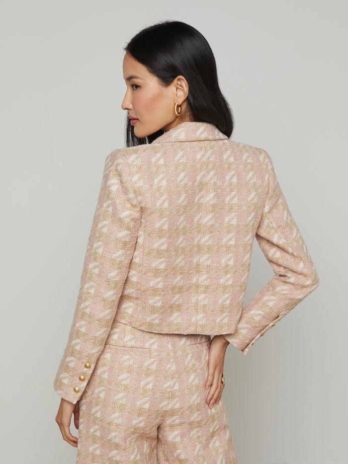 L'agence Blazer En Tweed Lila Ecru/Pink/Gold Houndstooth
