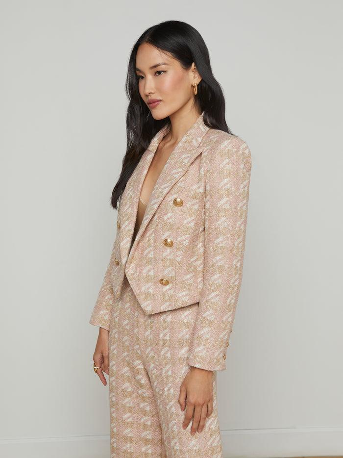 l'agence Blazer en tweed Lila Ecru/Pink/Gold Houndstooth