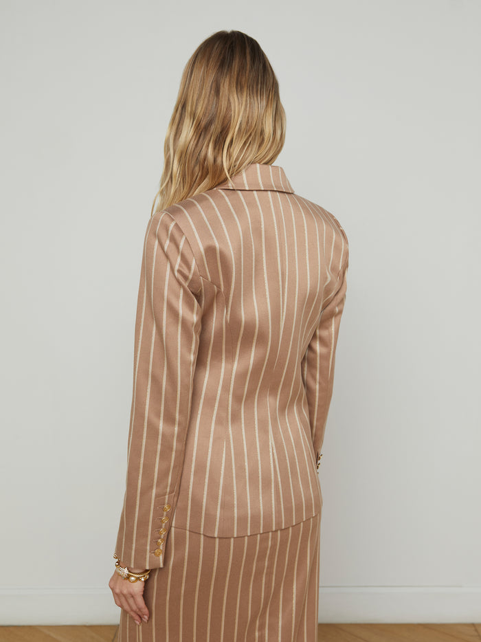 L'agence Blazer Kenzie Chocolate Malt/Ecru/Gold Lurex Stripe