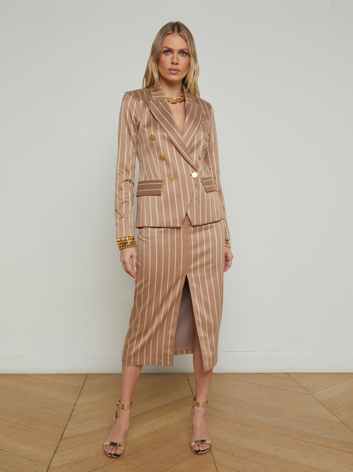 L'agence Blazer Kenzie Chocolate Malt/Ecru/Gold Lurex Stripe