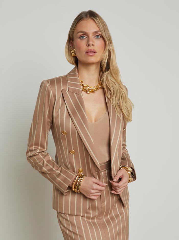 l'agence Blazer Kenzie Chocolate Malt/Ecru/Gold Lurex Stripe