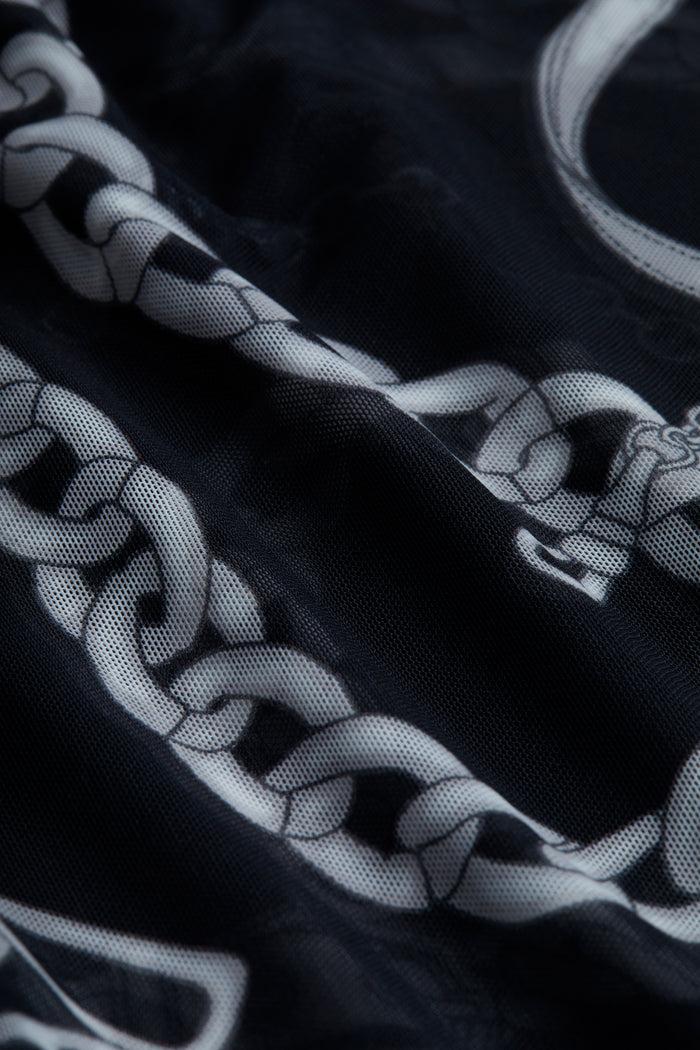 L'agence Body Peonie à épaules Dénudées Black/White Buckle Chain