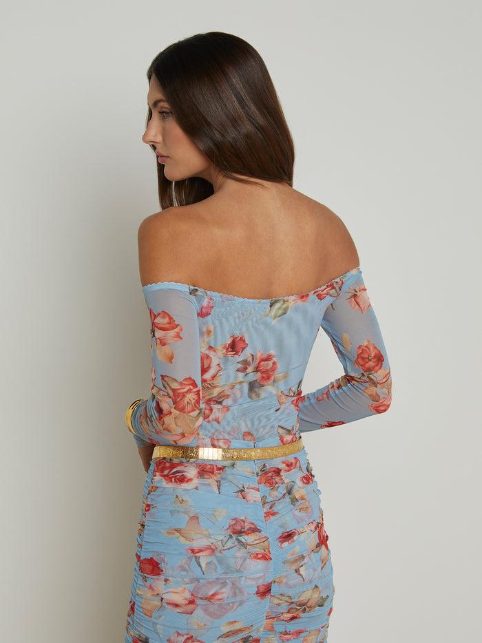 L'agence Body Peonie à épaules Dénudées Light Blue Tapestry Floral