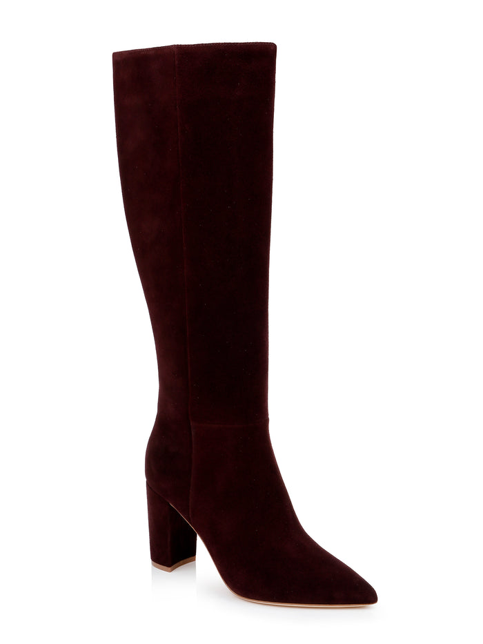 l'agence Botte haute au genou Christiane Burgundy Chocolate Suede