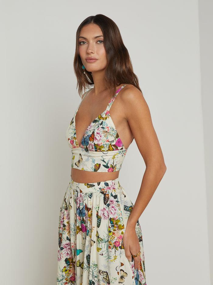 L'agence Bralette En Popeline Kaori Vintage White Multi Charonda Butterfly