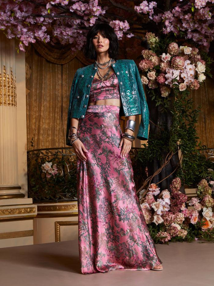 L'agence Bralette En Soie Kanata Mauve Multi Kesi Print