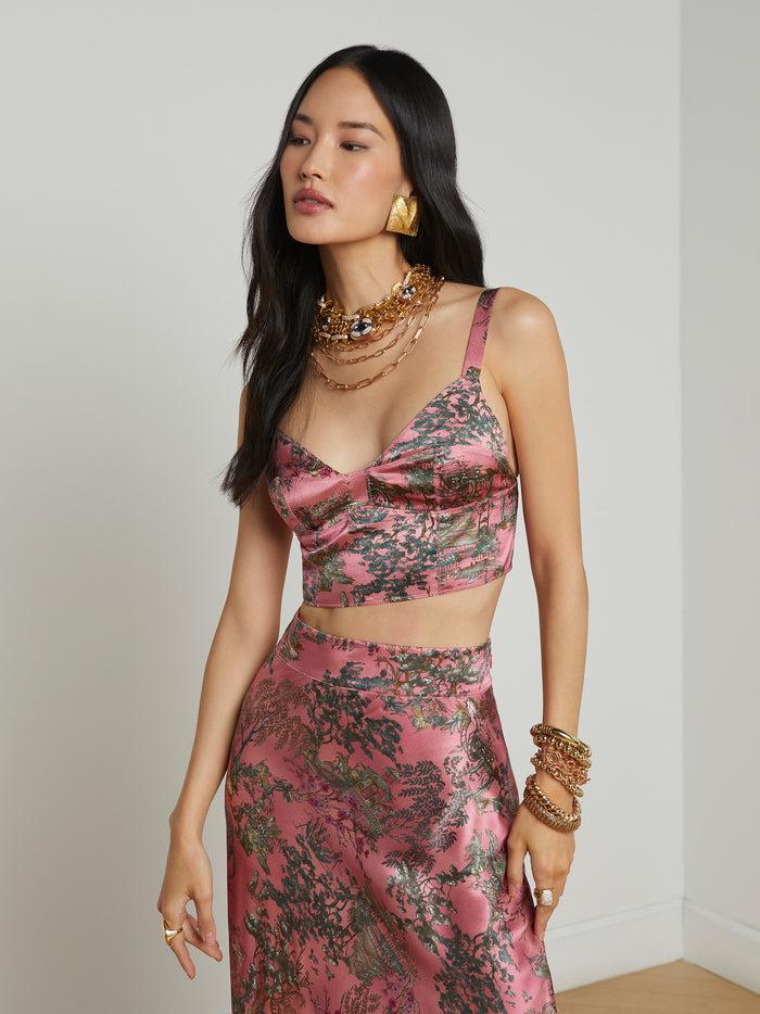 l'agence Bralette en soie Kanata Mauve Multi Kesi Print