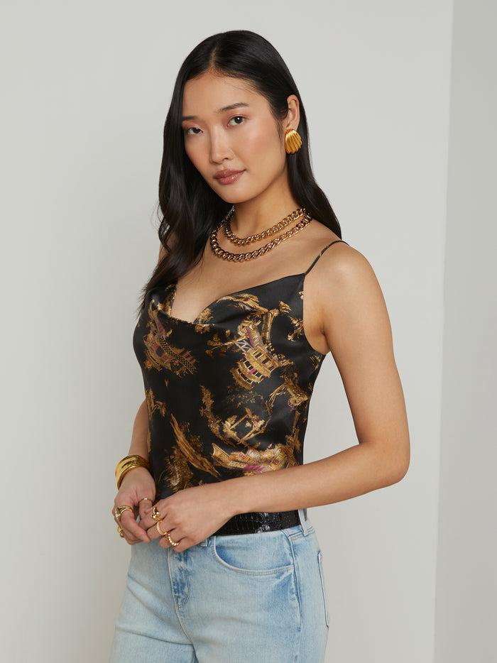 l'agence Caraco en soie Calista Black Multi Chinoiserie