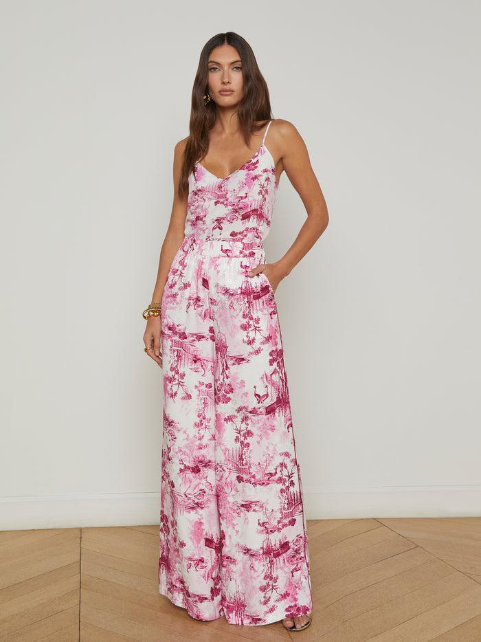 L'agence Caraco En Soie Jane White/Pink Small Porcelain Toile