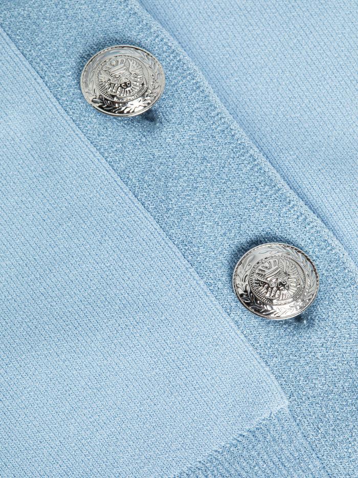 l'agence Cardigan à col V Taya Blue Fog Lurex/Nickel