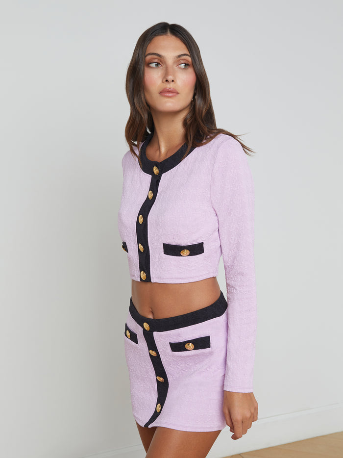 L'agence Cardigan Cache-cœur Adaline Light Violet/Black