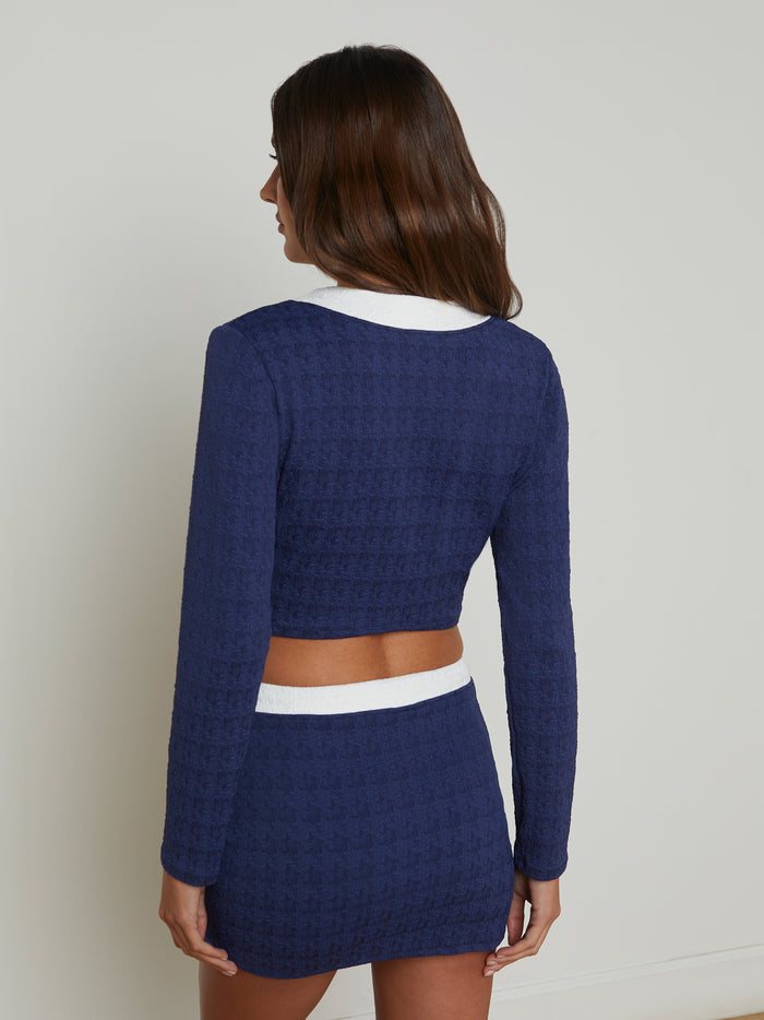 L'agence Cardigan Cache-cœur Adaline Marine/White/Gold Buttons