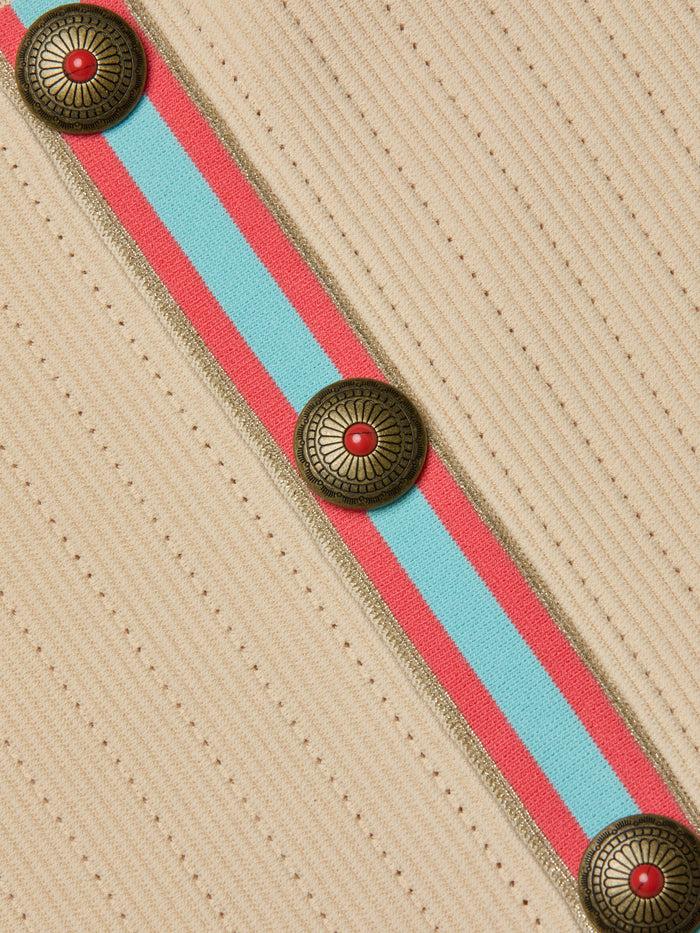 L'agence Cardigan En Maille Pointelle Irvin Ecru/Coral/Pale Blue