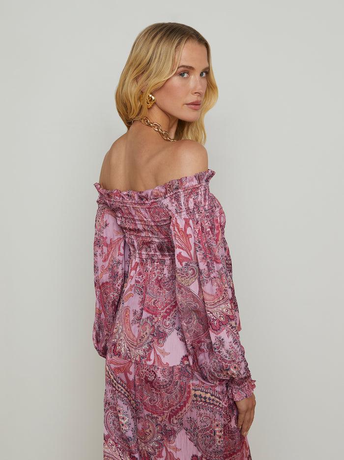 L'agence Chemise Ariela à épaules Dénudées Mauve Multi French Paisley