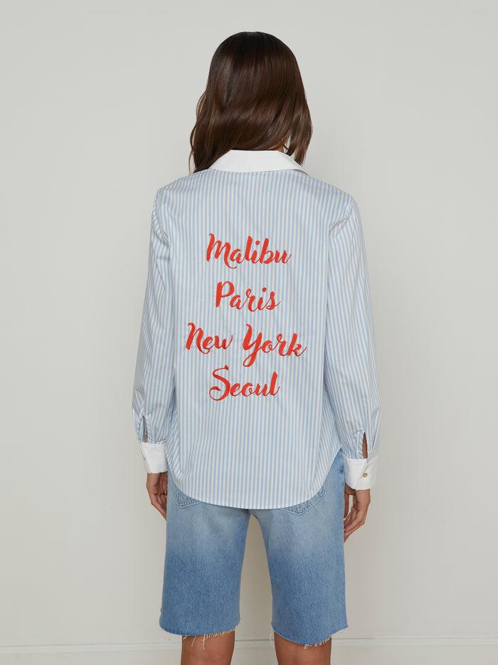 l'agence Chemise Ellery Scarlet Red/Light Blue Multi City Stripe