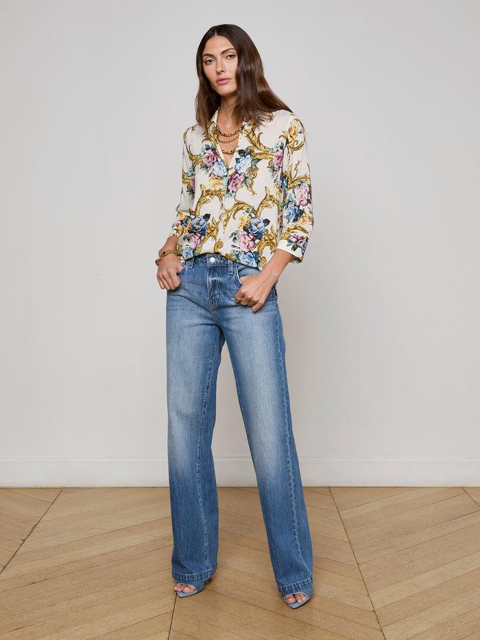 L'agence Chemisier Camille Vintage White Small Floral Baroque