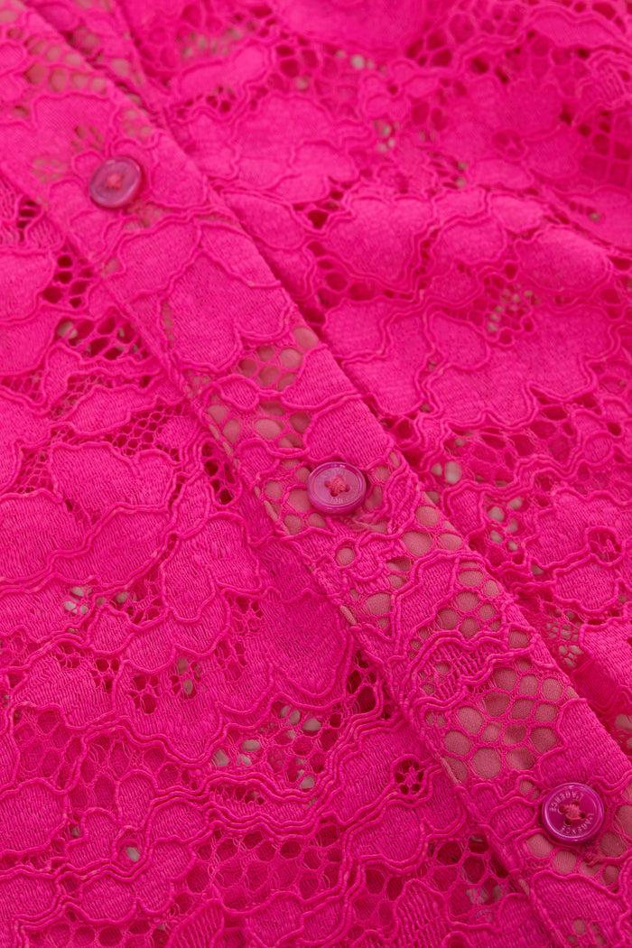 L'agence Chemisier Court En Dentelle Akemi Pink Glo