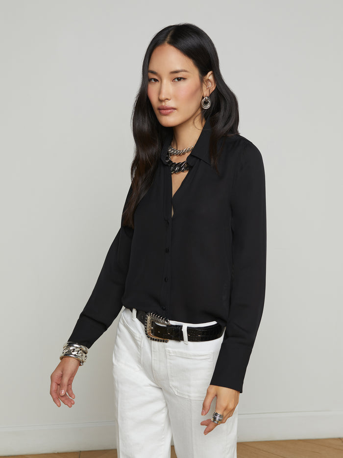 L'agence Chemisier En Soie à Motif Dragon Hailie Black Dragon