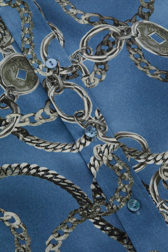 l'agence Chemisier en soie Dani Blue Horizon/Silver Good Luck Chain
