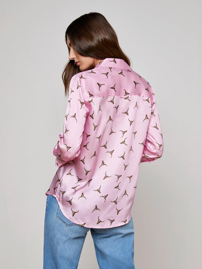 L'agence Chemisier En Soie Dani Blush/Bronze Bulls Head
