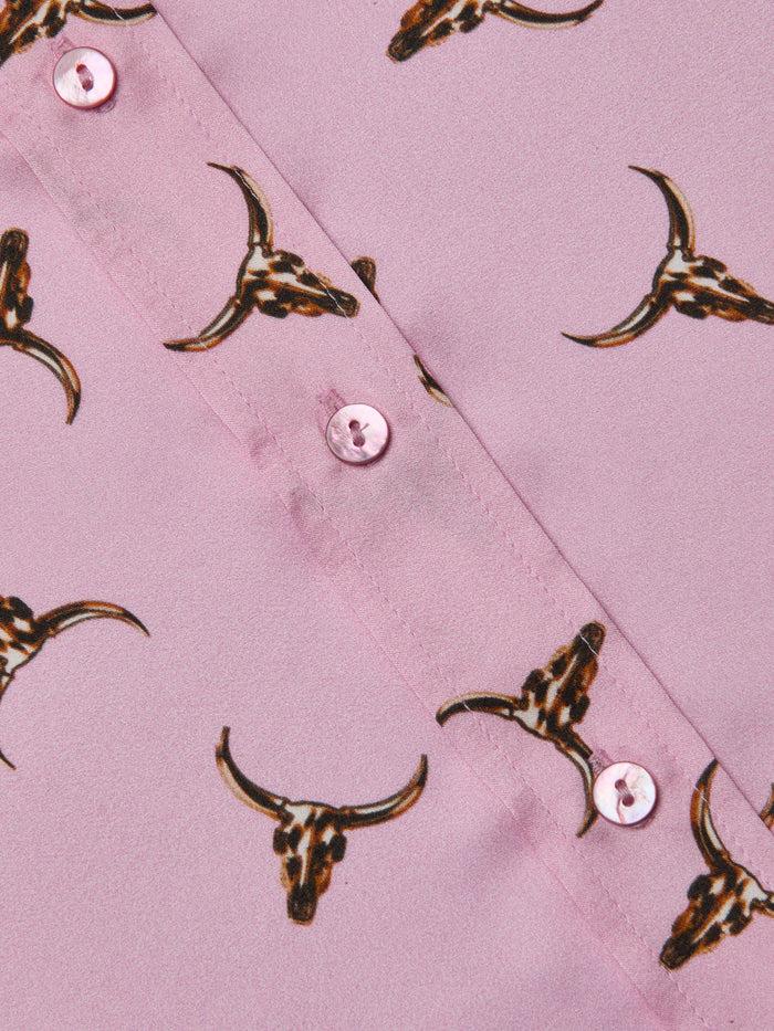 L'agence Chemisier En Soie Dani Blush/Bronze Bulls Head