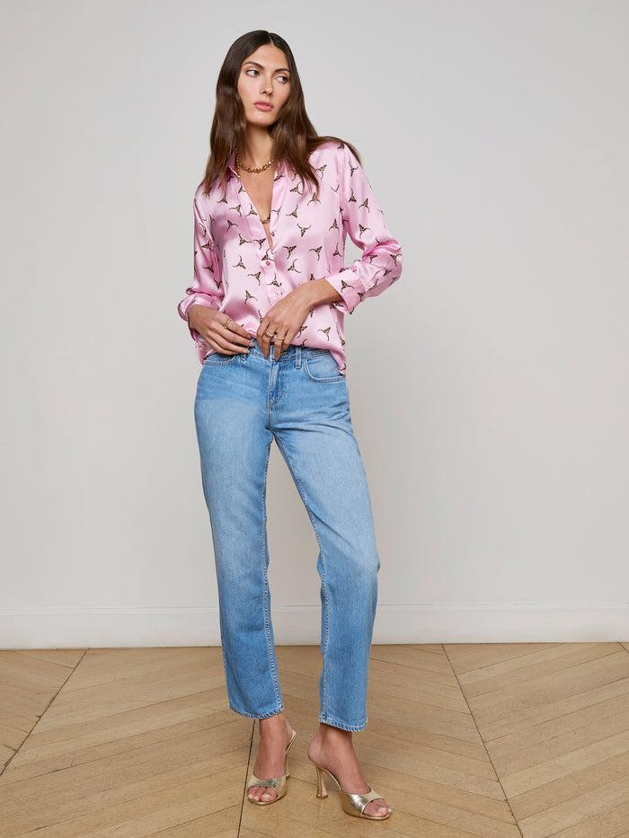 l'agence Chemisier en soie Dani Blush/Bronze Bulls Head