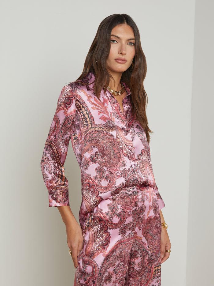 l'agence Chemisier en soie Dani Mauve Multi French Paisley