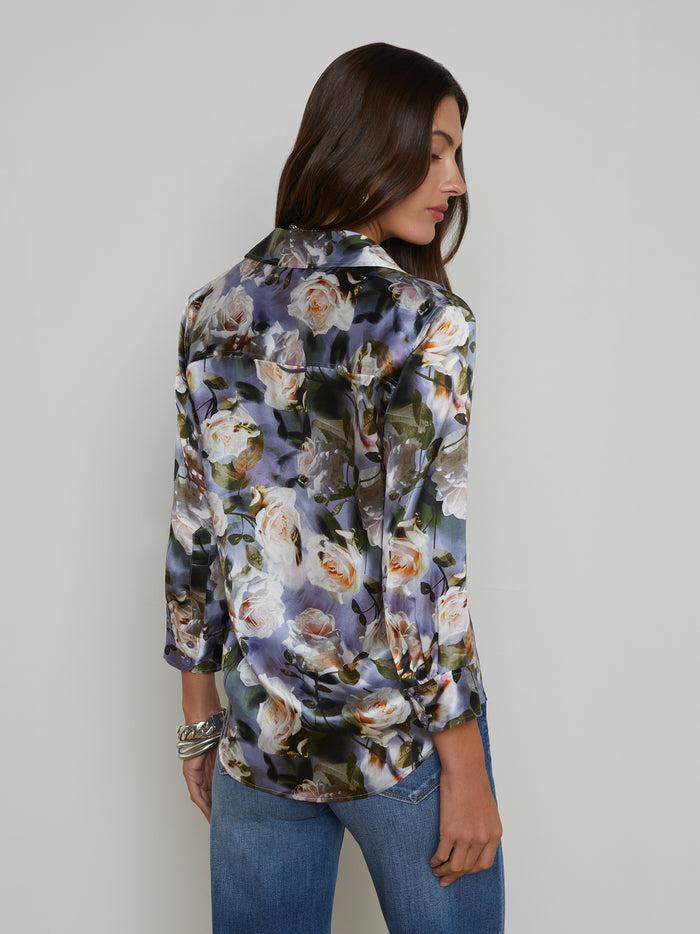L'agence Chemisier En Soie Dani Multi Distressed Floral