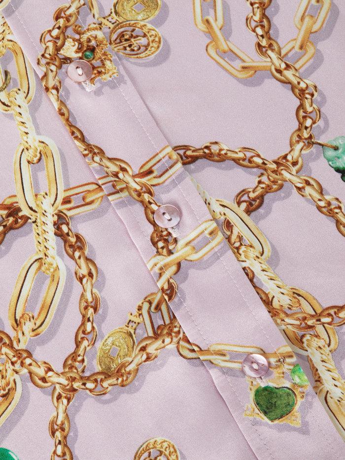 L'agence Chemisier En Soie Dani Pale Orchid Multi Jade Chain