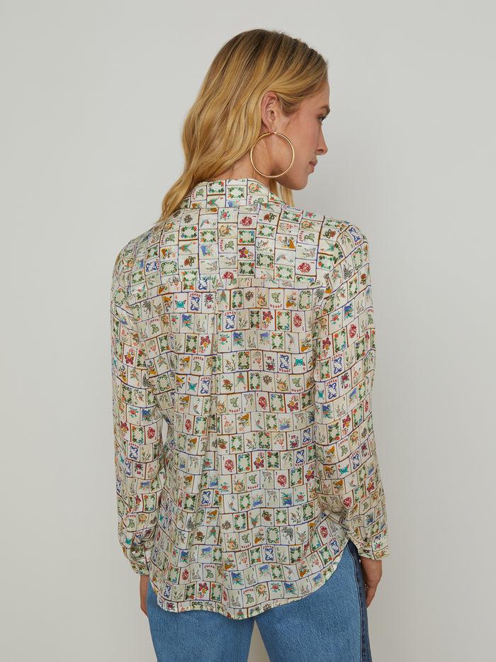 L'agence Chemisier En Soie Nina Vintage White Multi Mahjong
